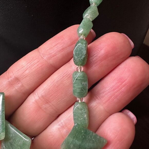 SALE! All nephrite jade and glass seed bead necklace!! - Picture 2 of 8